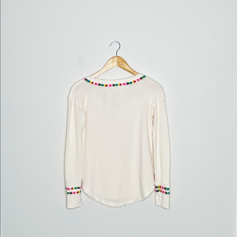 Free People Rainbow Henley Thermal in Cream - Picture 5 of 7